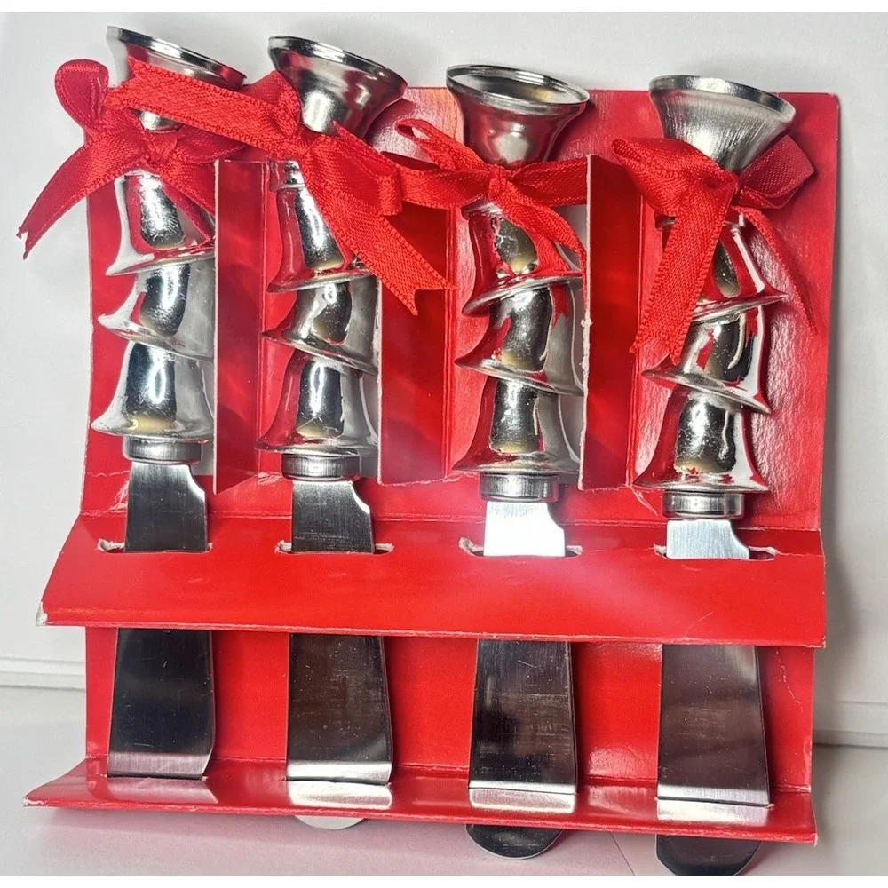 Boston Warehouse Silver Bells Holiday Spreaders Set of 4